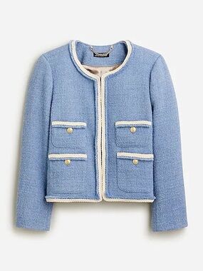 NWT J. Crew tweed Frances blue jacket xl 14 16 18